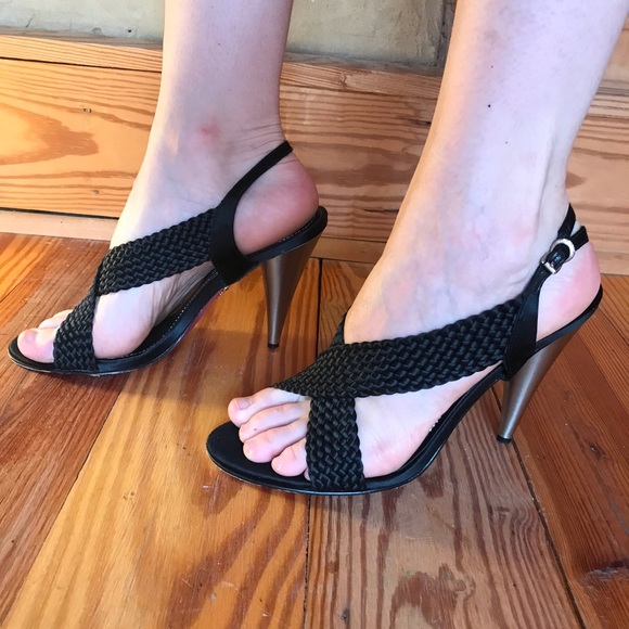 Betsey Johnson Black Braided Heels, EUC, 8 - Picture 12 of 14